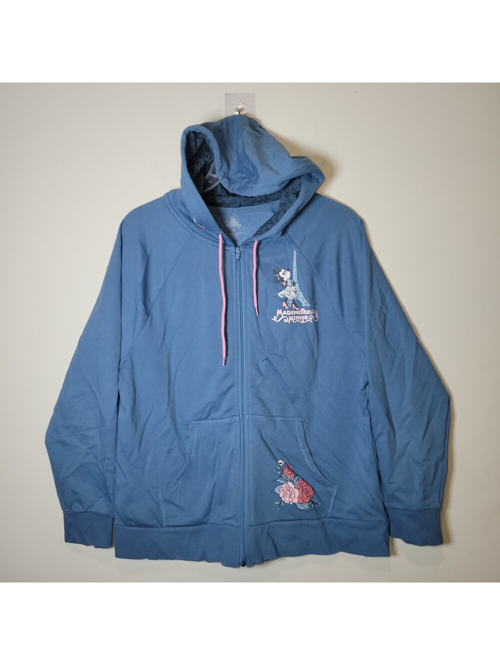 Disney Parks Blue Mademoiselle Minnie Mouse Epcot Paris Full Zip Hoodie XL